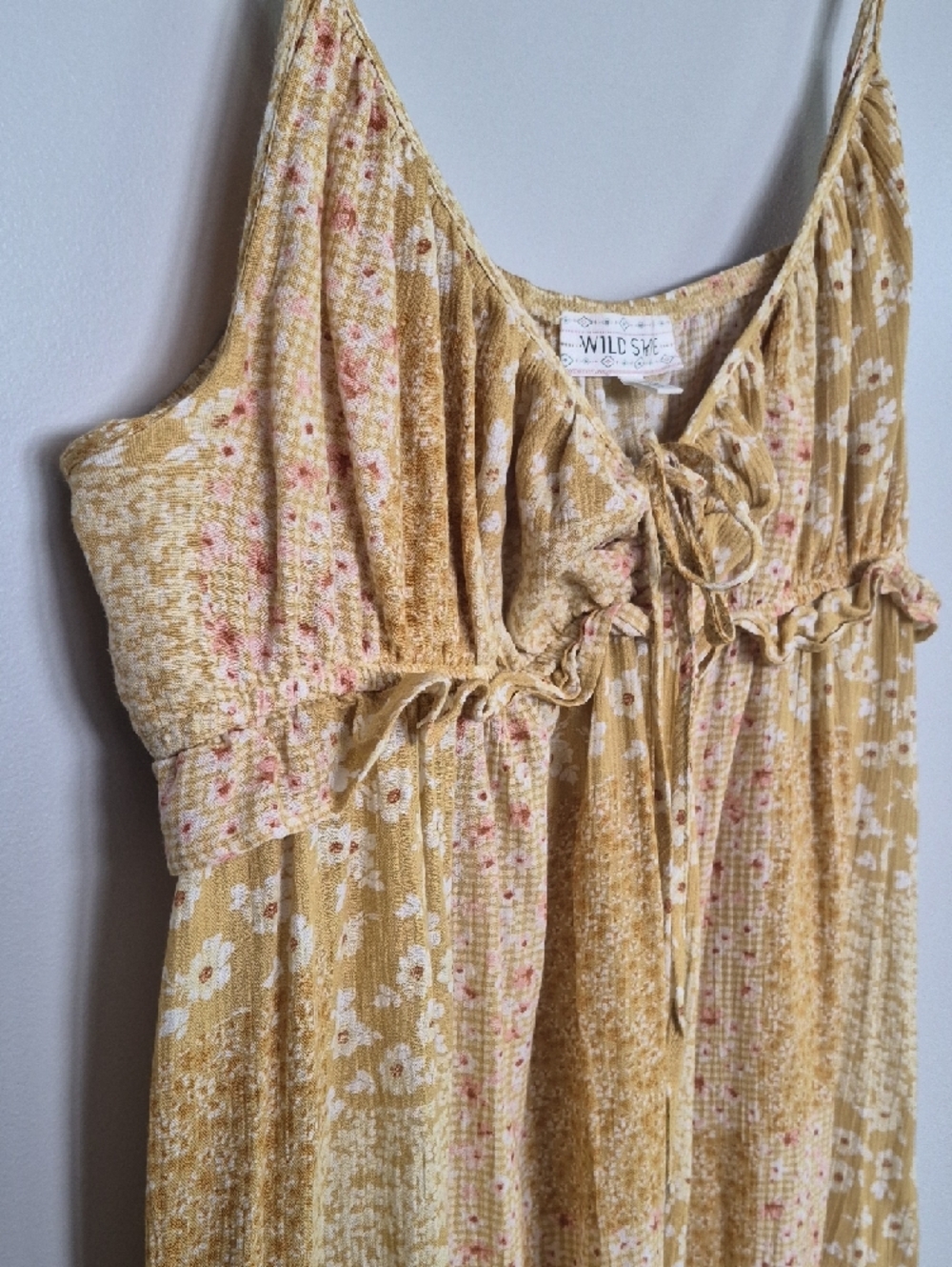 Cami Midi Floral Tie-Front Yellow Patchwork Style Maxi Dress XXL
